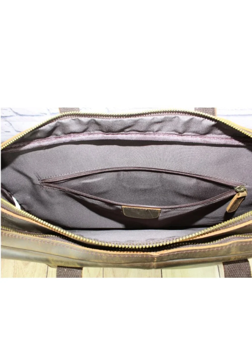 Men's Brown Leather Laptop Briefcase Messenger Bag Work Travel 18 x 12 x 3.5